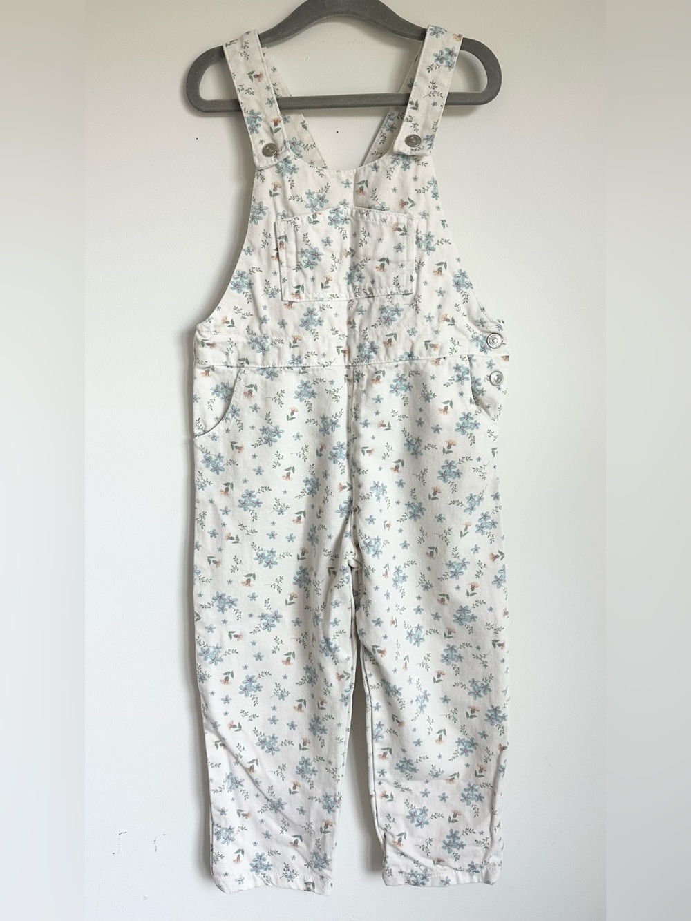Brand New w Tags! ZARA Girls Floral Print Cream Overalls Size 4-5Y